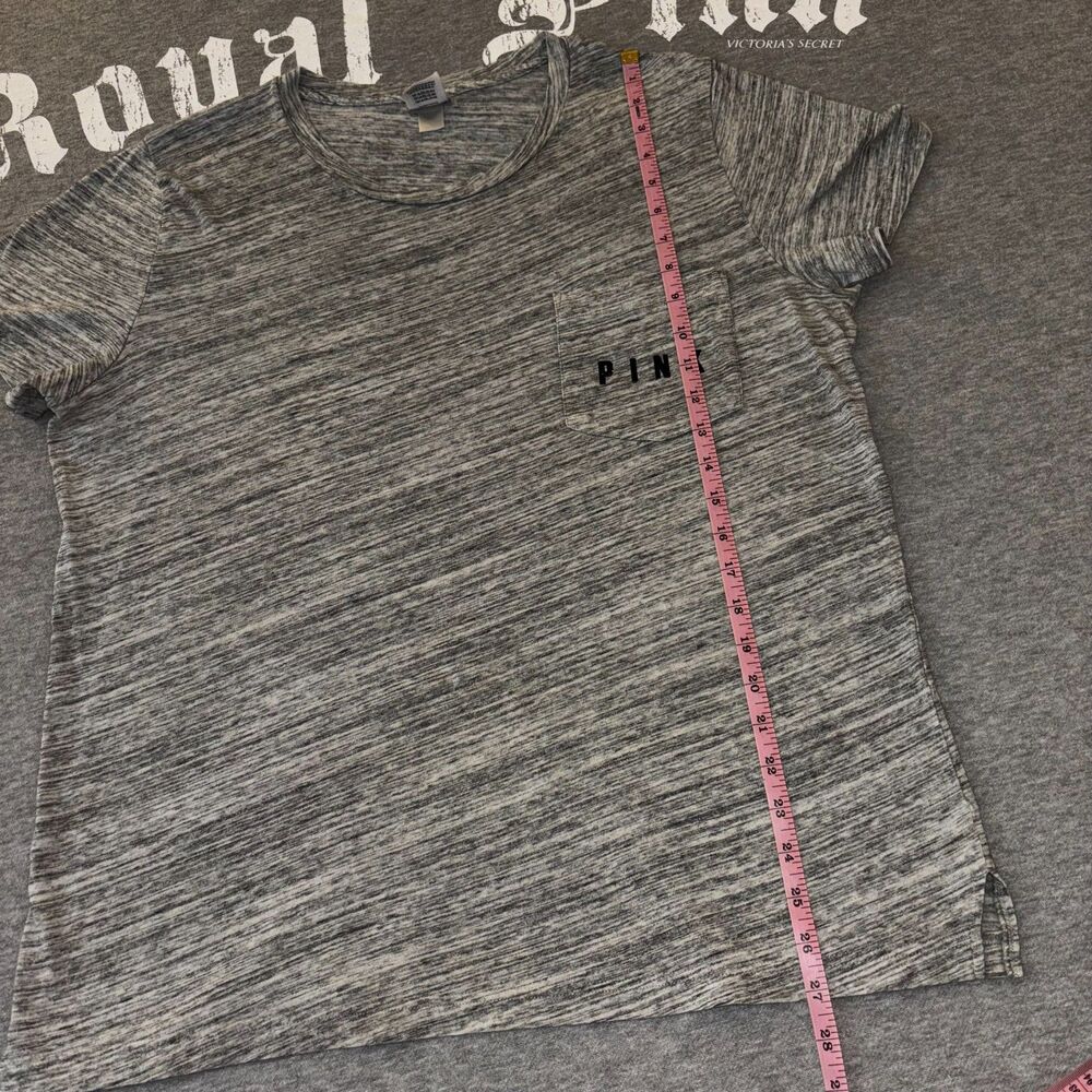 Victoria’s Secret PINK Checker Sequin Bling Gray Short Sleeve Tee Shirt - LG - Picture 8 of 9